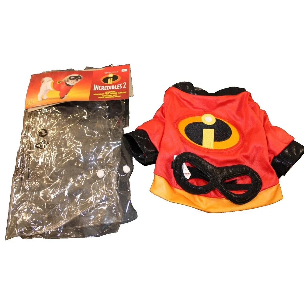 Disney Incredibles Dog Costume Medium Pet Superhero Shirt + Mask Preowned